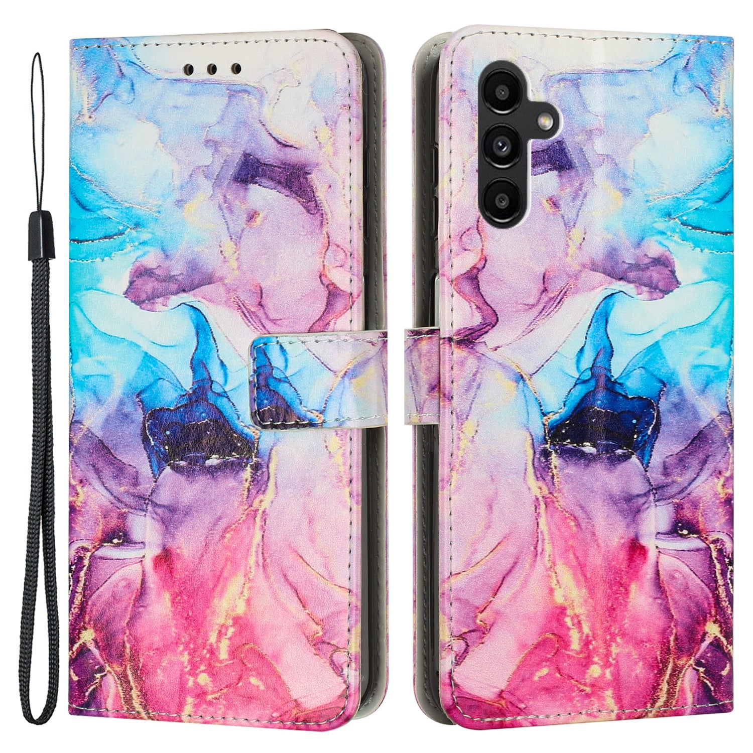 For Samsung Galaxy A34 5G Leather Phone Cover Stand Wallet Marble Pattern Phone Case with Strap For Samsung Galaxy A34 5G Leather Phone Cover Stand Wallet Marble Pattern Phone Case with Strap